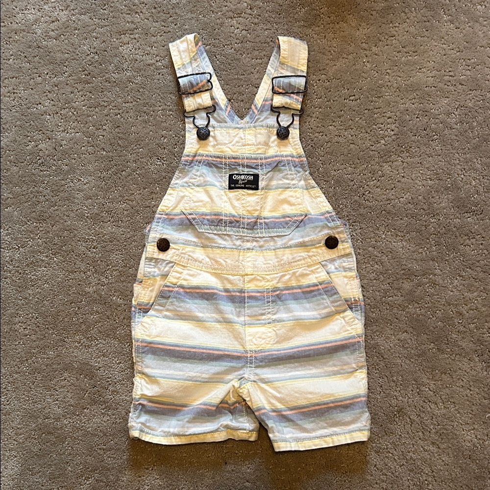 OshKosh B'gosh Kids Overall Shorts - Pastel Beachy Stripes